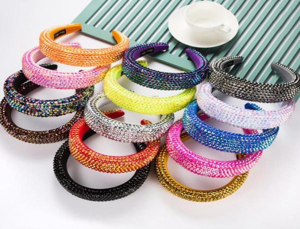 

crystal headband padded women headbands bling rhinestone lady head hoops luxurious hairband girls headwear fashion hair accessorie1183955, Slivery;white