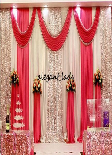 

3m6m wedding backdrop swag party curtain celebration stage performance background drape with beads sequins edge 5 colors abailabl6944225