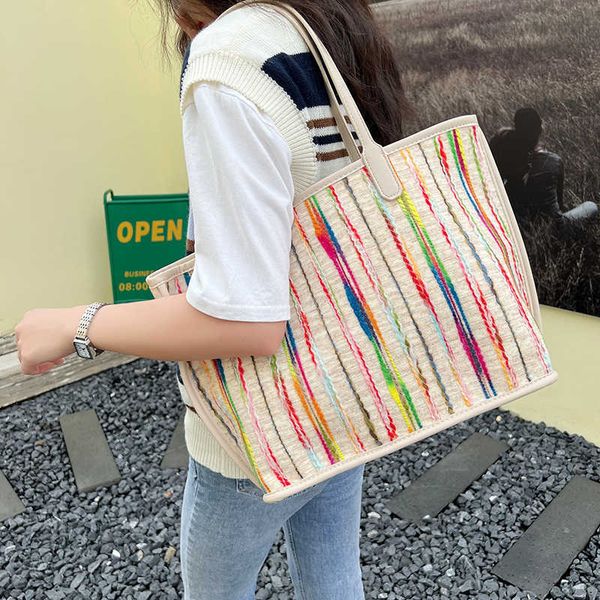 

new handheld mother and child bag summer large capacity bucket bag beach resort tote women's bag one shoulder underarm bag