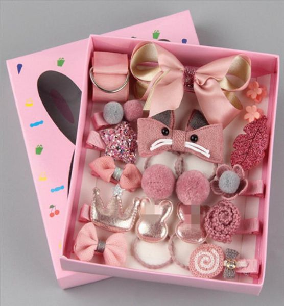 

south korean children039s portable box baby hairpin bow side clip hairpin accessories 18 piece set7809922, Slivery;white