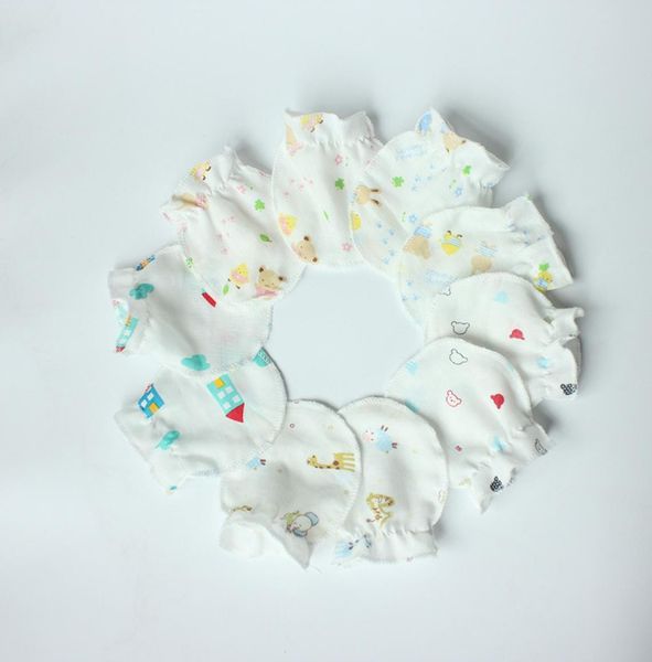 

baby anti grasping gloves newborn baby care anti scratch mittens kids newborn cartoon print mittens soft cotton infant handguard m3044494, White