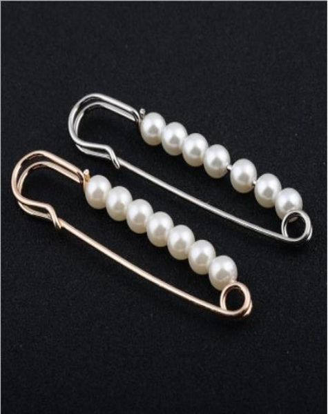 

beads safety pins vintage fashion simulated pearl brooch pin jewelry ornaments for scarf coat bag garment decoration accessories5045911, Red;brown