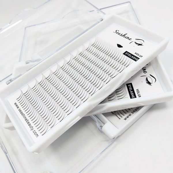 

seashine 3d long stem luxury lashes premade volume fans lashes russia volume individual eyelashes extensions custome logo 9495646