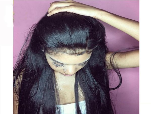 

glueless silk silky straight human hair wigs for black woman 44 silk base full lace wigs with baby hair long lace front strai4625678, Black;brown