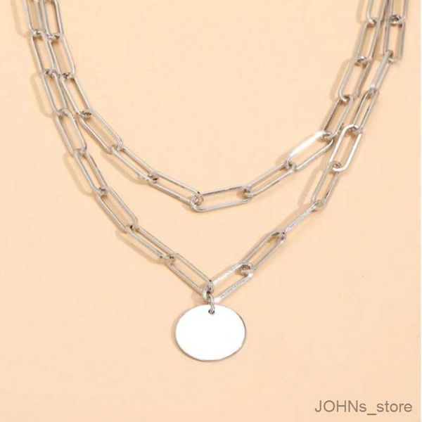 

pendant vintage round charm layered necklace women's jewelry layered accessories for girls clothing aesthetic gifts fashion pendant r23, Silver