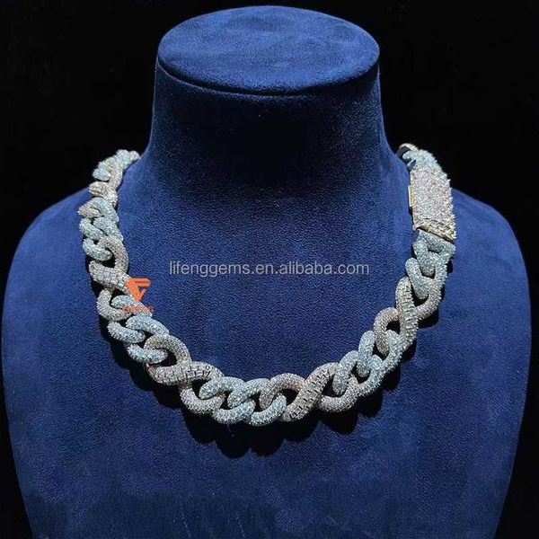 

style hip pop fashion men chunky miami rattan weave custom available for men iced out moissanite cuban chain necklace, Silver
