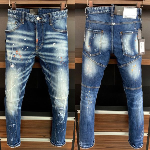 

moto jeans man euro style color painted slim leg biker fit, Blue