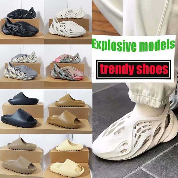 

designer slides slippers foam runr shoes sandals runner onyx mineral blue pure sandal yez beach slide desert sand clog eur36-48 esigners066, Black