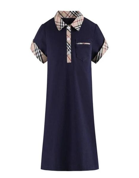 

girls polo dress 2020 ins summer new short sleeve pocket lapel plaid collar sport styles cotton girl039s dress7708316, Red;yellow