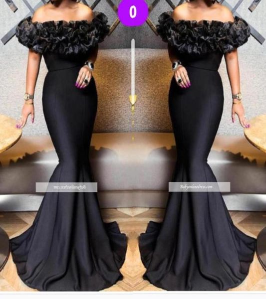

new arabic bateau neck satin mermaid evening dresses 2019 off the shoulder ruffles floor length formal party prom dresses bc14414714237, Black;red