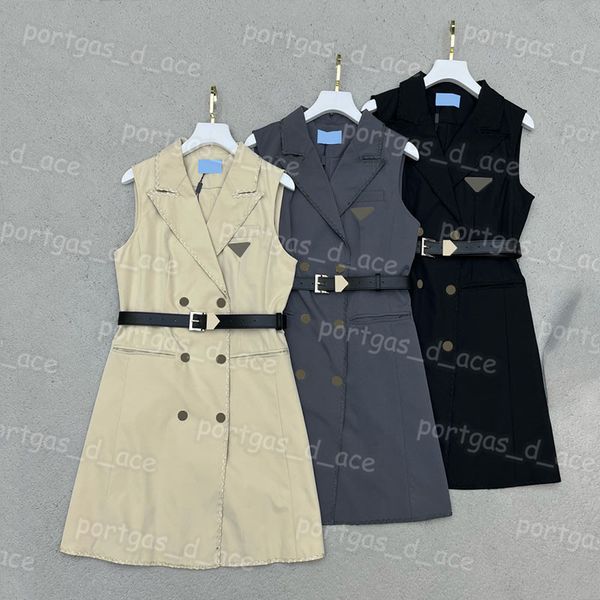 

women vest dress vintage sleeveless tank dress ins fashion street style blazer dresses, Black