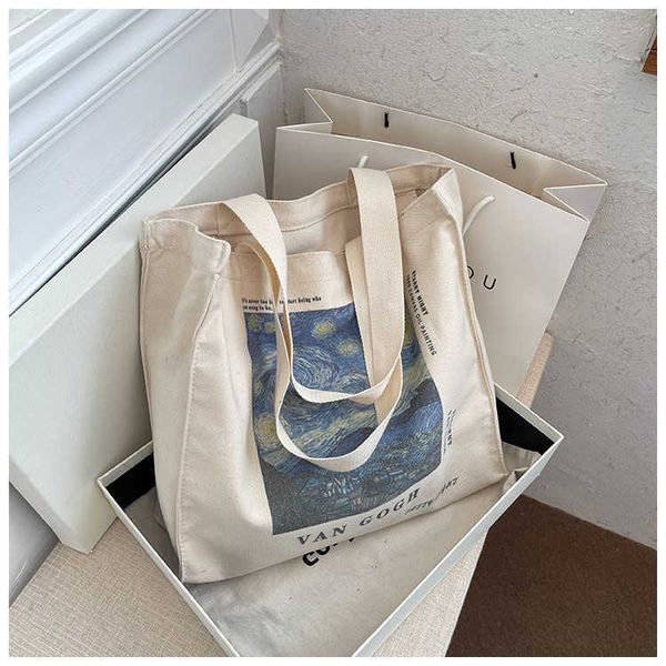 

new style one shoulder bag women's bag literature canvas bag student large capacity french versatile portable bag
