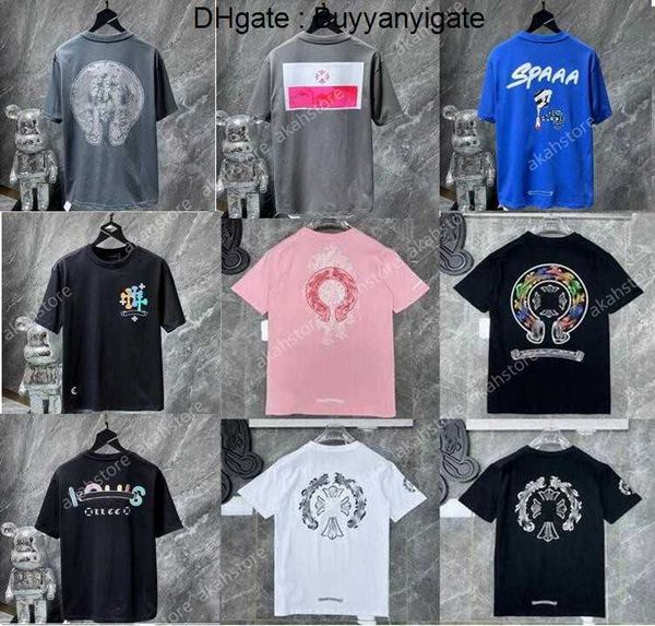 

fashion mens classic t shirts brand t-shirts ch white short sweater casual embossed letter horseshoe sanskrit cross pattern designers tees w, White;black