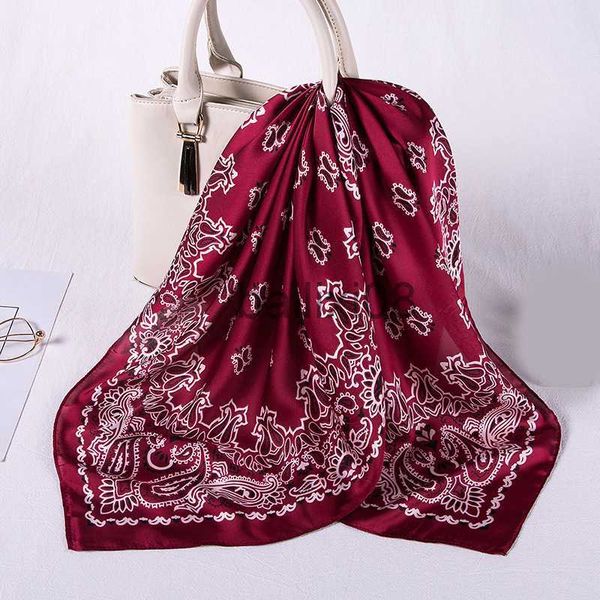

scarves women silk scarf small square silk scarves neckerchief satin kerchief for girls fashion printed bohe neck hair scarfs bandana j23070, Blue;gray