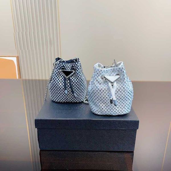 

pd triangle pack bucket bags diamonds shoulder bags 2 size womens designer bag pbag luxurys handbag fashion tote bag flash rhinestones hand