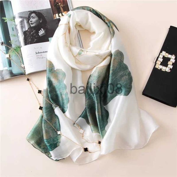 

scarves 180*90cm luxury brand women summer silk scarves shawls lady wraps soft female flower print beh stole bandanna foulard muffler j23070, Blue;gray