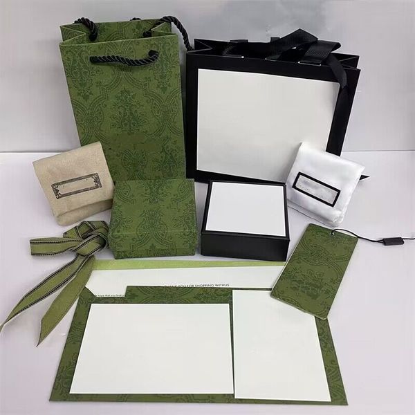 

wholesale green g's jewelry boxes case bracelet ring bracelet earrings jewelr flannel packaging certificate set, Black;white