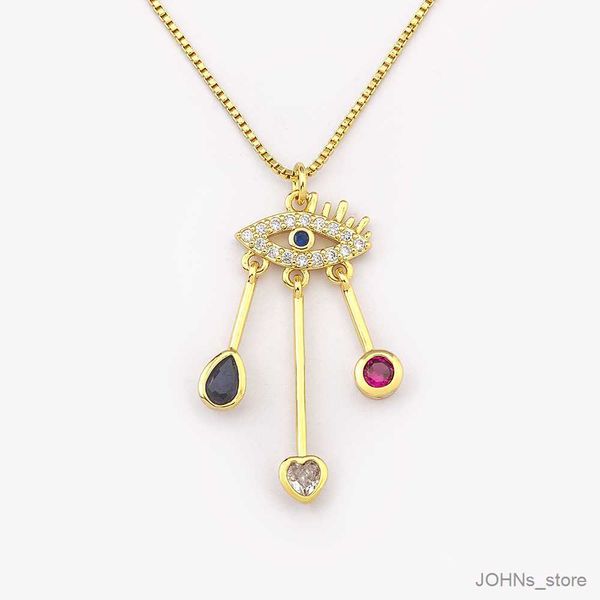 

pendant gold copper inlaid evil eye classic pendant necklace for women lucky choker collar jewelry gift r230703, Silver