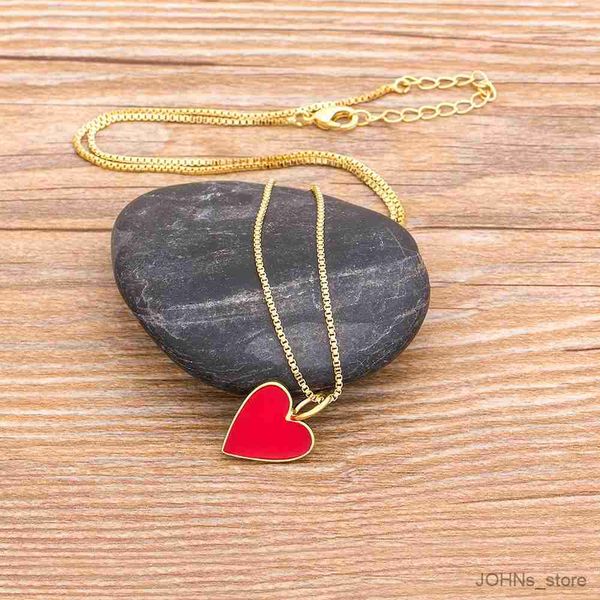 

pendant new fashion romantic heart necklace black/red color long chain choker copper charm wedding gift jewelry for women r230703, Silver