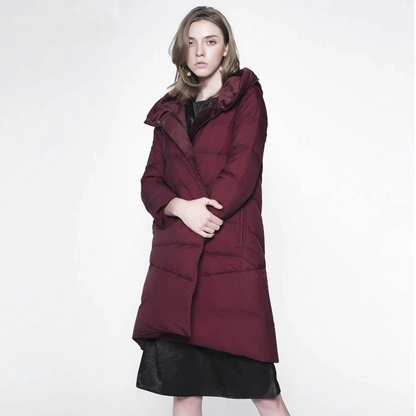 

fashion 2023 new women's casual warm long hooded down jacket winter long coat, Black