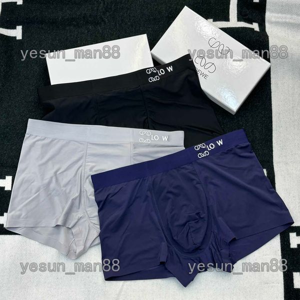 

designer luxury loewees mens classic underwear solid color boxer pants cotton breathable personalized comfortable underpants three piece wit, Black;white