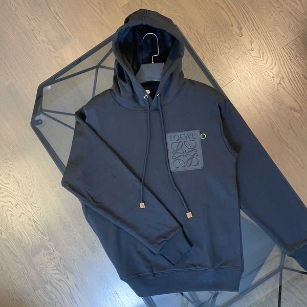 

designer loew's mens womens hoodies warm pullover autumn new letter leather brand long sleeve hooded sweater coat long sleeves cotton s, Black