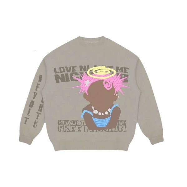 

women s hoodies sweatshirts spring and autumn graffiti girls foam print american retro loose round neck sweater couple y2k streetwear sweats, Black