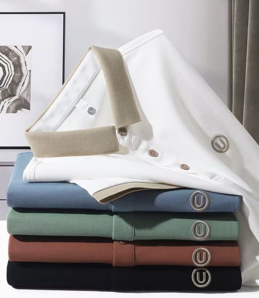 

men's polos summer embroidered polo shirt casual breathable lapel brand short sleeve pure cotton tshirt 230703, White;black