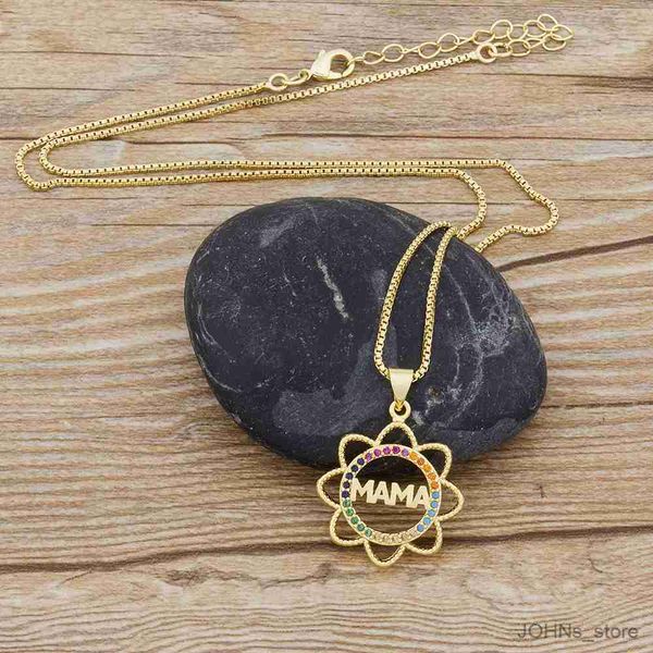 

pendant elegant mother's day gift mama name pendant chain copper cubic jewelry for women mom r230703, Silver