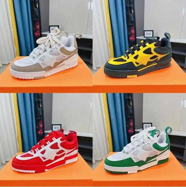 

designer trainer sneaker virgil casual shoes calfskin leather abloh black white green red blue leather overlays platform outdoor walking low