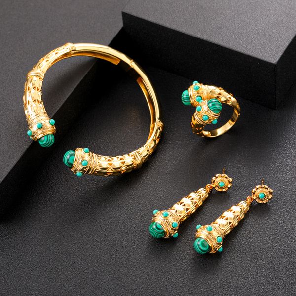 

earrings necklace janekelly luxury unique african bangle ring set jewelry for women wedding cubic zircon crystal cz dubai bridal jewelry set, Silver
