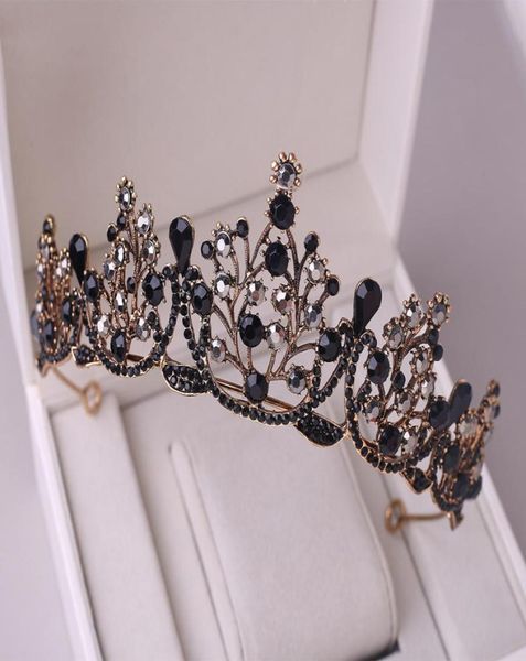 

2021 cute baroque princess headpieces black rhinestone bridal tiara wedding 18th birthday queen crown formal party accessories8614486, Silver