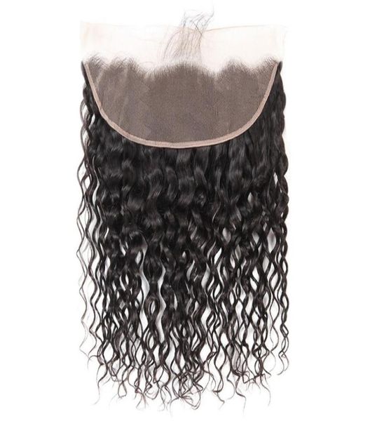 

brazilian water wave 13x4 lace frontal natural wave closures part 100 unprocessed virgin human with baby hair ship3581971, Black;brown