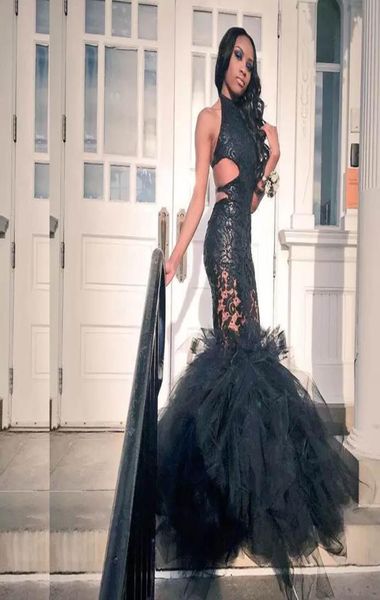 

new arrival black backless lace halter mermaid evening ball gown formal evening dresses for prom runway fashion4802883, Black;red