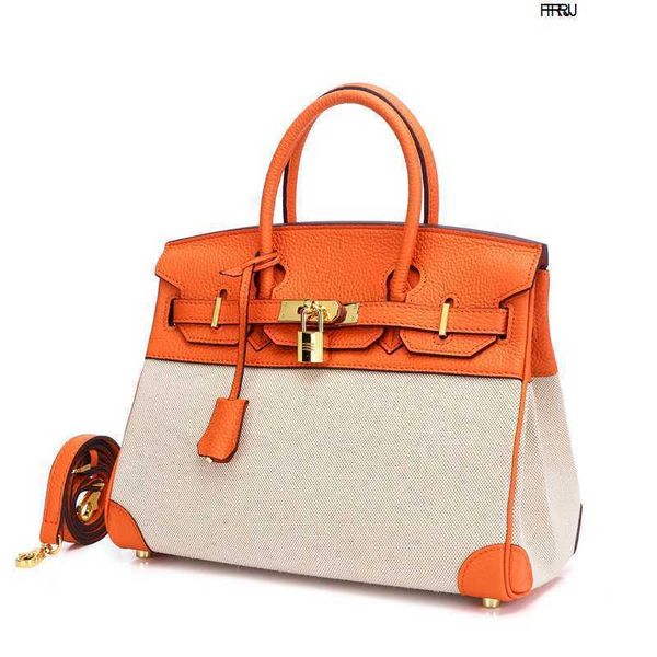 

designer bags birkins handbags h ermes 2023 new genuine leather womens bag layer cowhide with canvas fashion handbag shoulder have logo frj