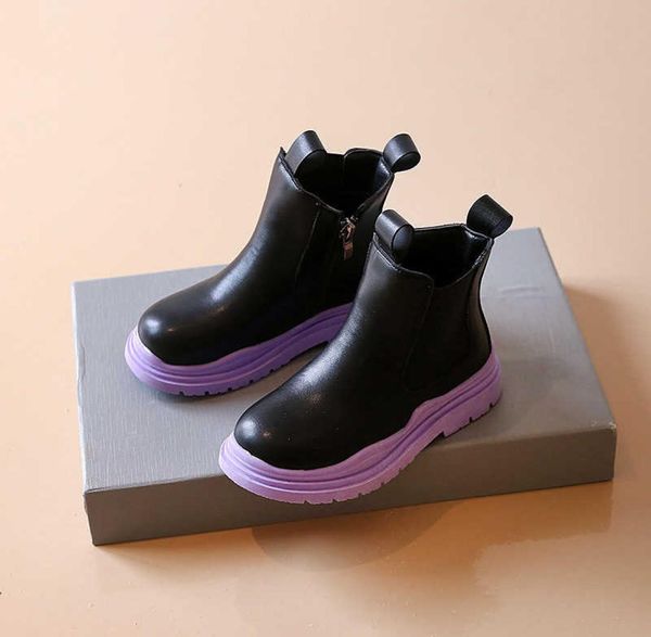 

boots girls color bottom 2022autumn and winter new children039s british style short boots boys candy color thicksoled leather 6785837, Black;grey