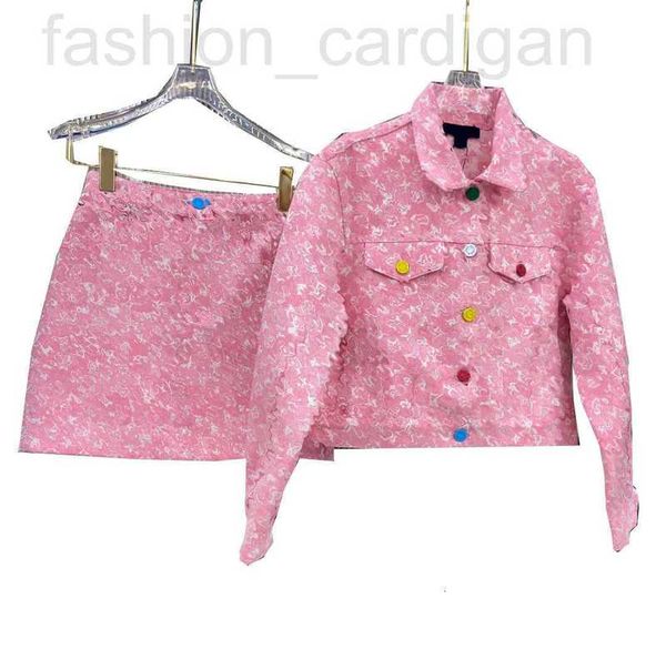 

two piece dress designer luxury brand 2023 denim women long sleeve lapel single breaste sweet jacket suit high waist skirt outfits casual tr, White