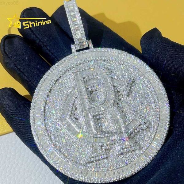 

designer jewelry 3" width buss down rapper jewelry sterling silver white gold hip hop custom moissanite pendant