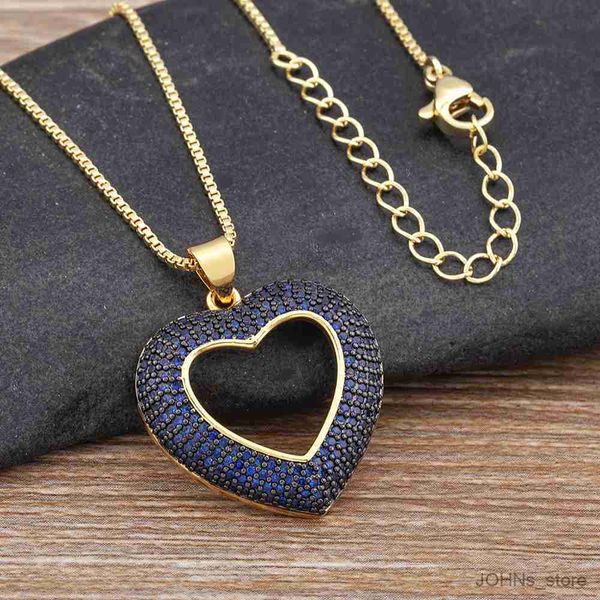 

pendant colors heart-shaped hollow crystal pendant gold chain necklace women's charm jewelry gift r230703, Silver