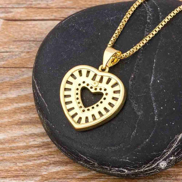 

pendant high romantic heart shape pandant necklace copper stone necklace long chain jewelry for women couples r230703, Silver