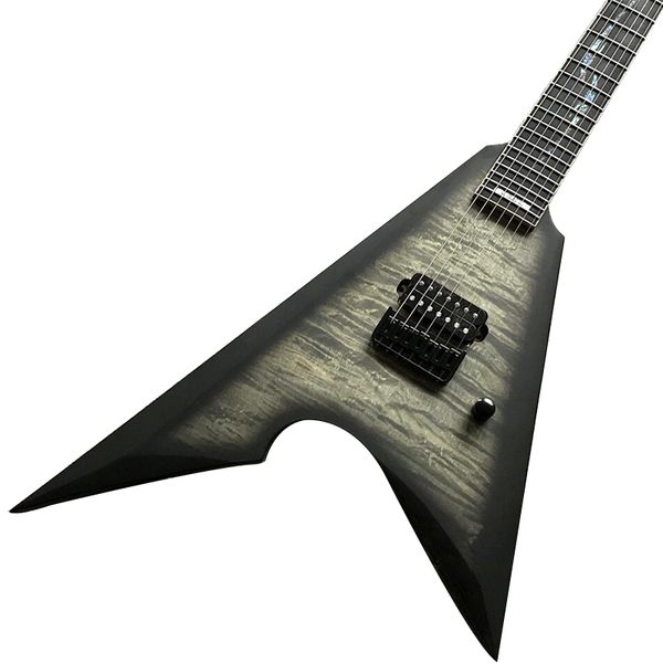 

matte black 7-string flame cover flame neck maple binding fingerboard guitar