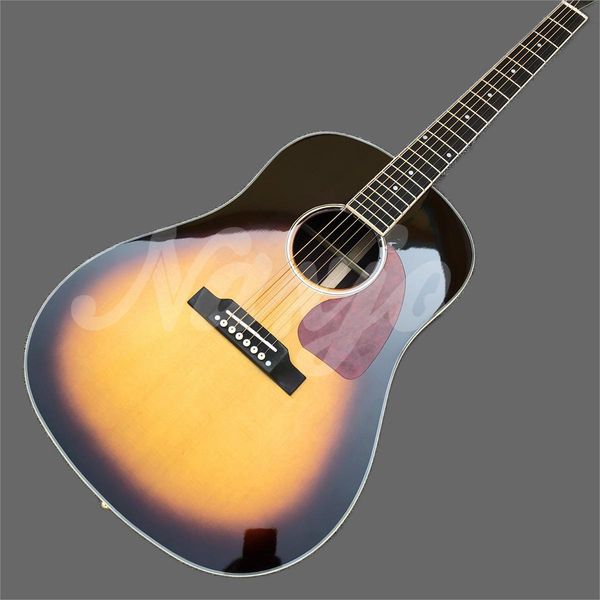 

handmade electric guitar with dot mosaic, vintage sunburst wood, 41 , j45