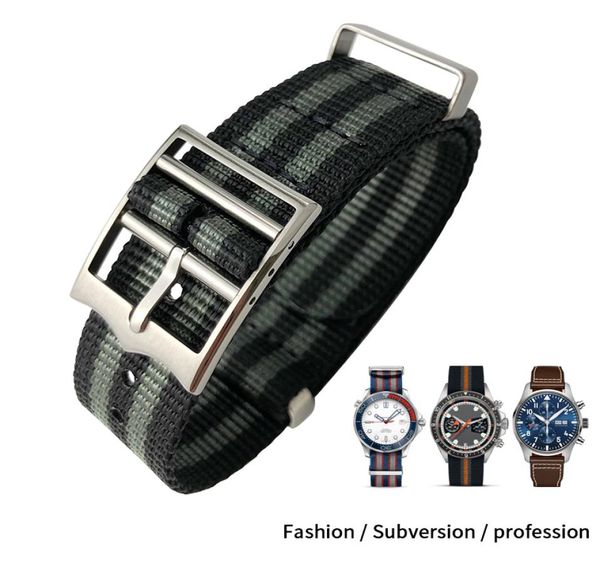 

20mm 22mm hight quality nylon watch band for black bay 1958 james bond 007 nato weaving black green colorful strap canvas bracelet6234995, Black;brown