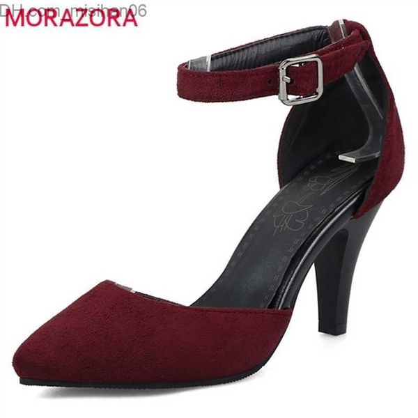

dress shoes morazora arrive pointed toe pumps women shoes simple buckle summer elegant party wedding high heels z230703, Black