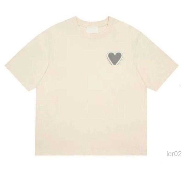 

summer mens t-shirts short sleeve designer shirts amis crewneck hip hop embrodiery tee loose heart kyf3, White;black
