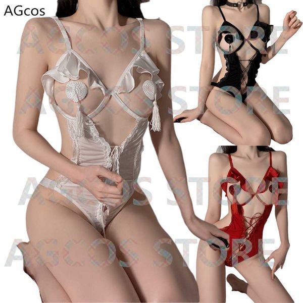 

set agcos original design new suspender hollow ruffles dress cosplay costume woman jumpsuits cosplayhkd230703, Black;white