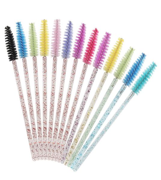 

good quality disposable 50pcslot crystal eyelash makeup brush diamond handle mascara wands eyelash extension tool 01917423039