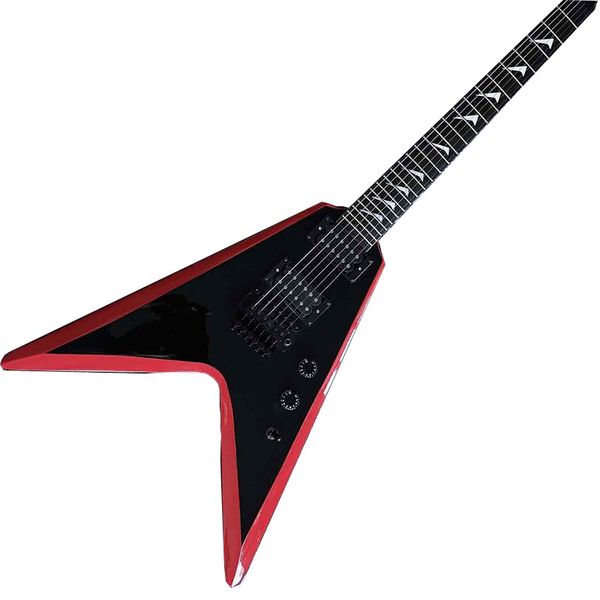 

factory customized new grand flying v electric guitar red binding
