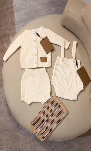 

spring autumn baby girl clothing set 03y infant knitted long sleeve bottom short sock 4pcs children cardigan girl clothes set8499508, White