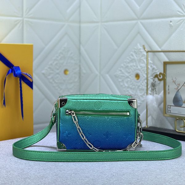 

designer bag womens fashion gradient color shoulder bag leather embossed crossbody bag mini portable tote box bag #45579